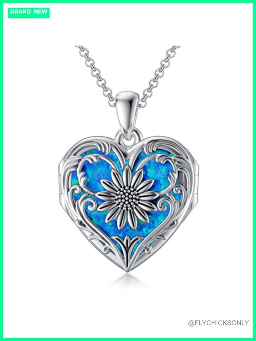 SOULMEET Sterling Silver Sunflower Heart Locket Necklace Holds 3 Pictures